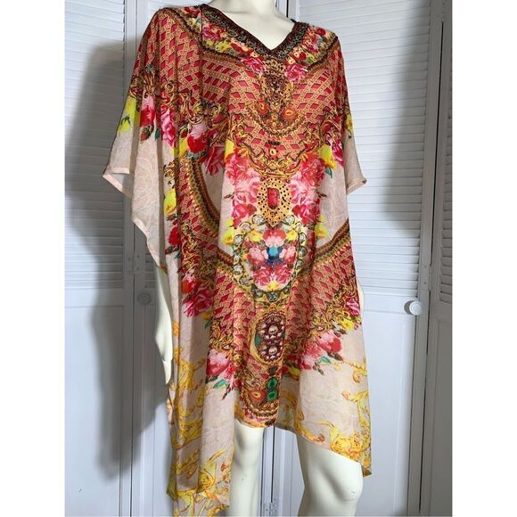 Sigris Semi Sheer Kaftan Swim Cover Free Size - Picture 4 of 12